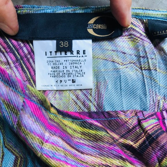 vintage Roberto Cavalli ruched psychedelic midi skirt Sz 38 - Picture 6 of 8